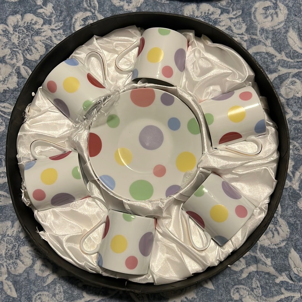 I. Godinger & Co. Espresso Set Polka Dots NWOT